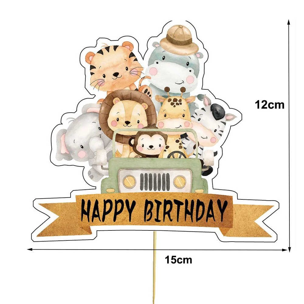 Cupcake-Topper für die Safari-Babyparty, Dschungeltiere, Wild One-Geburtstagsparty-Dekoration, Dschungel-Safari-Thema, Partyzubehör für Kinder – Detail 2