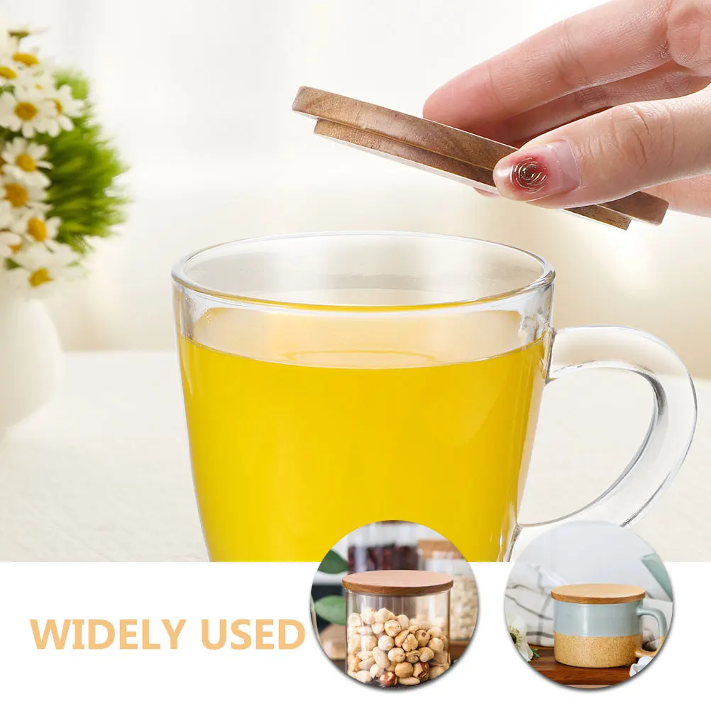 

4pcs Wooden Lid 8 5 Cm Coffee Mug Multi use Cup Lids Jar Glass Covers Round Wooden Cup Lid Practical Safe Reusable