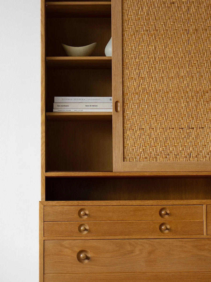 Vintage Modern Bookcase Cherry Storage Locker Teak Cutlery Cabinet Furniture