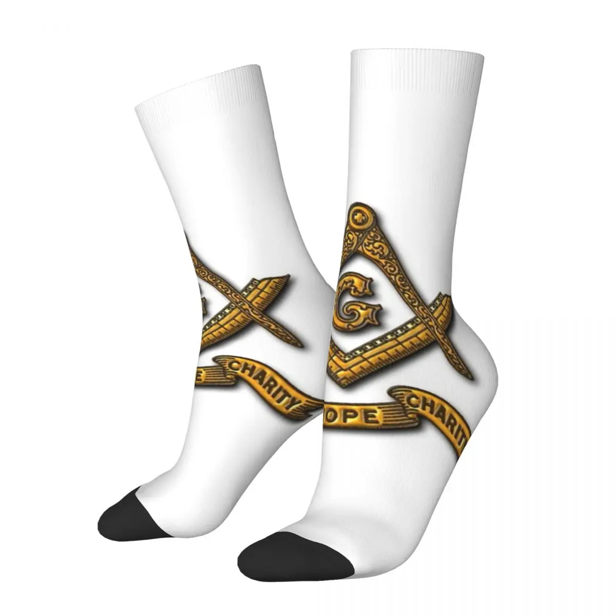 Hip Hop Vintage Freemasonry - Faith, Hope, Charity Crazy Men's compression Socks Unisex Freemasons Street Printed Crew Sock