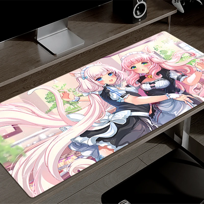 Mouse pad Nekopara large Gaming Desk Mat Computer Keyboard desk pad Mats Non-slip rubber Game PC carpet Kawaii Girl style XXL XL