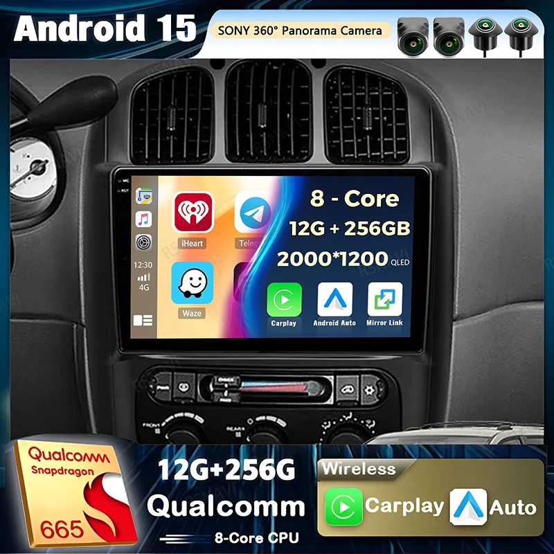 Android 15 Carplay Auto For Dodge Caravan 4 For Chrysler Grand Voyager RS 2000 - 2012 Car Radio 4G WIFI Player Multimedia srereo