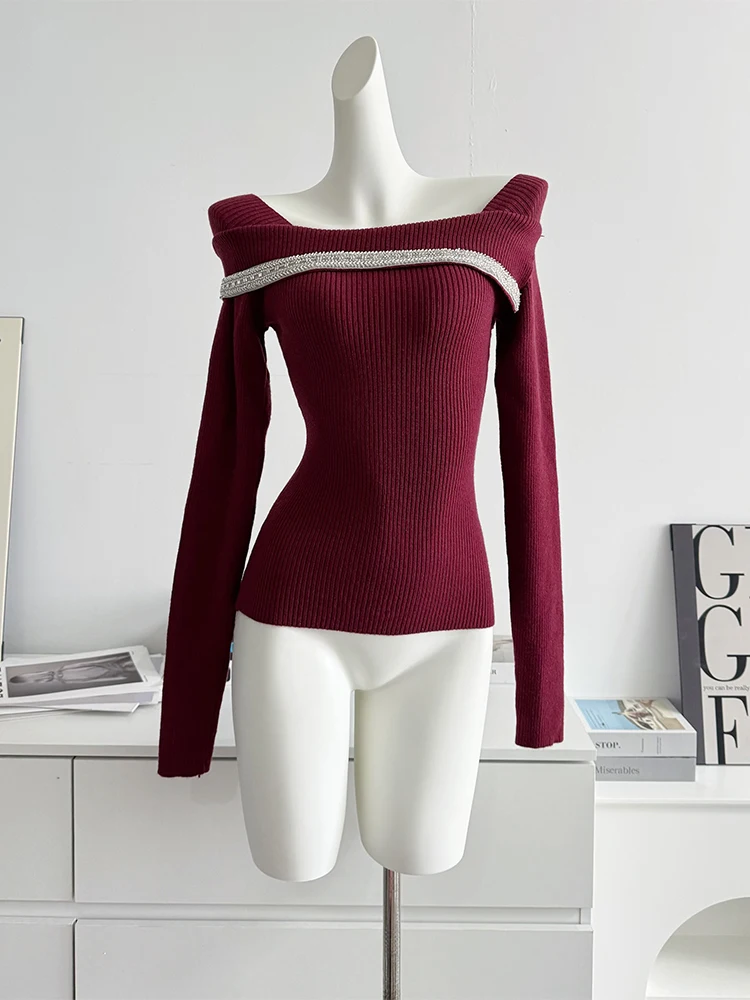 Frauen Aprikose Pullover Pullover Ästhetische Harajuku Lange Ärmel Slash Neck Pullover Jumper Vintage Y2k 2000er Jahre Kleidung Herbst 2024