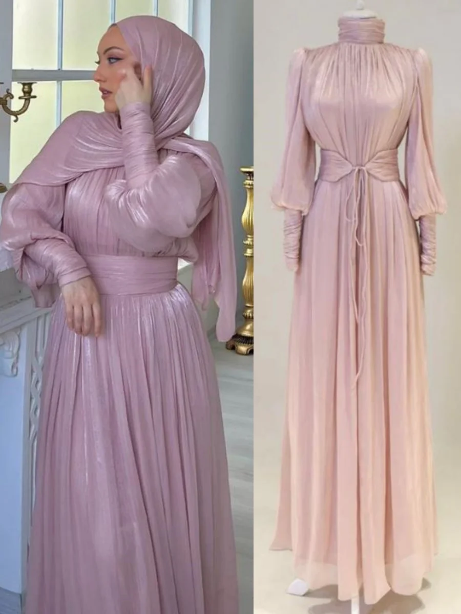 

Muslim Women Dubai Abaya Solid cuffed sleeve Long Dress Kaftan Modest Robe Femme African Evening Maxi Dresses Islamic Clothing