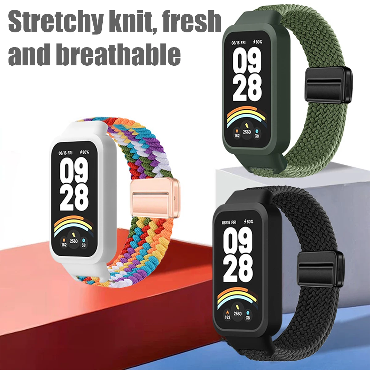 Чехол для ПК + ремешок для mi Band 9/8, активные аксессуары, спортивный нейлоновый браслет correa + защитный бампер, чехол для Redmi Band 3 2