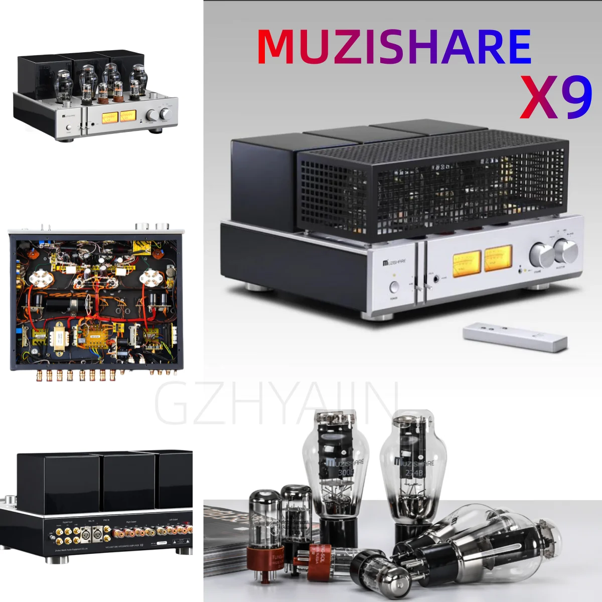 

MUZISHARE X9 300B Tube Amplifier Pure Power Integrated Lamp Balanced Amp MZSX9 Upgrad for X-300B