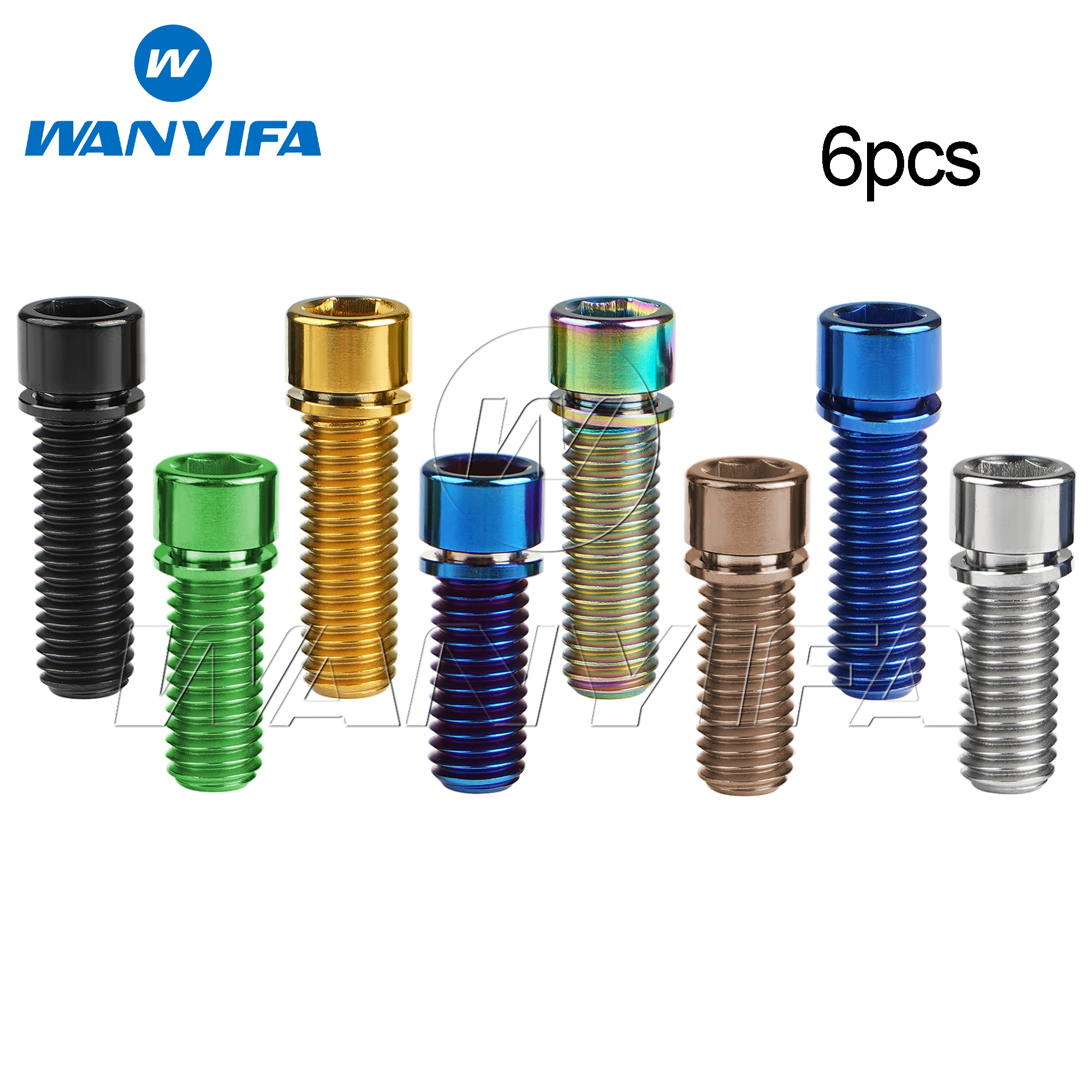 

Wanyifa 6pcs Titanium Bolts M7/M8x20 25mm Socket Cap Hexagon with Washer Screws for BMX Cycling Stem