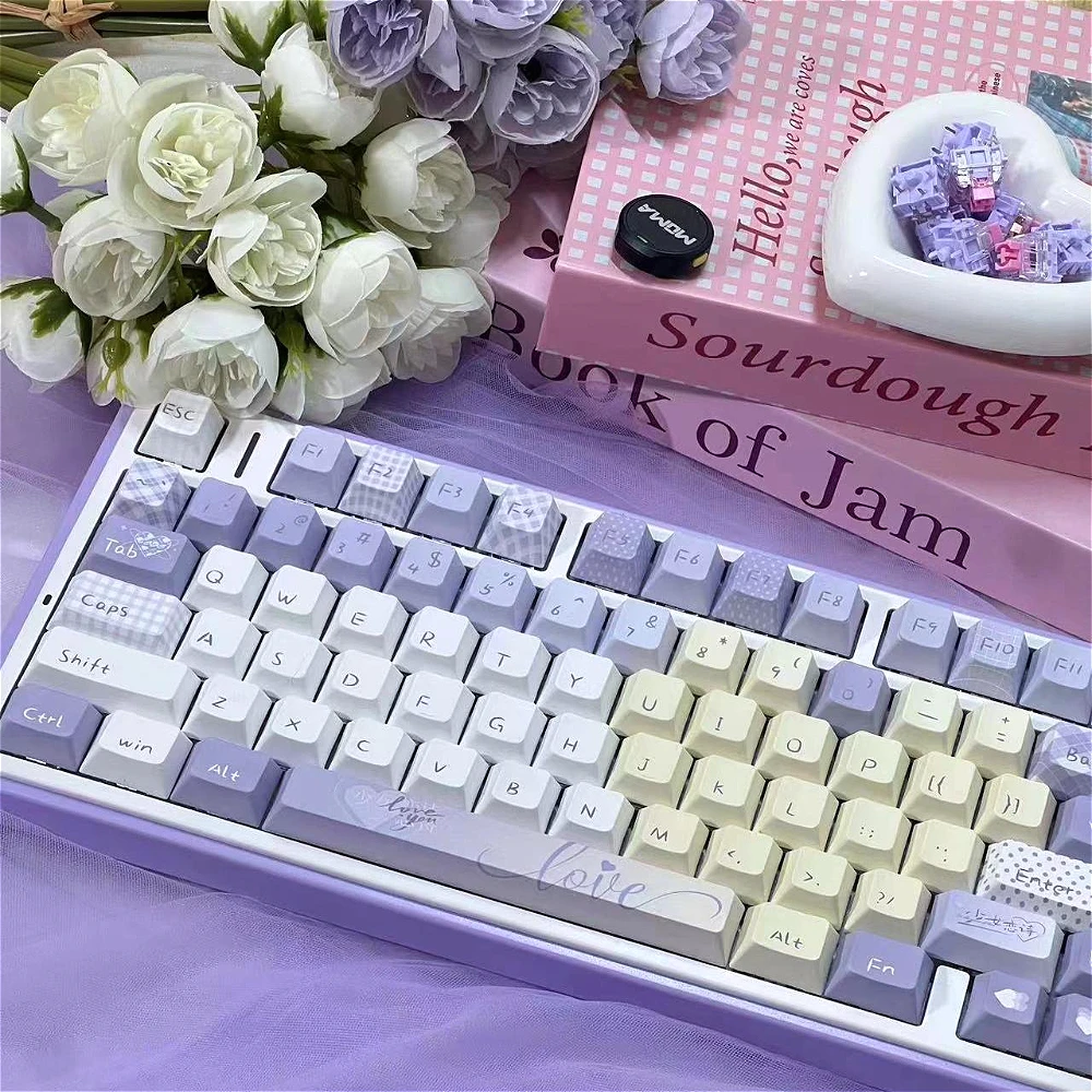 

Girl love poetry original QX3 mechanical keyboard keycap PBT full five-sided hot sublimation 120-key moa short shaft