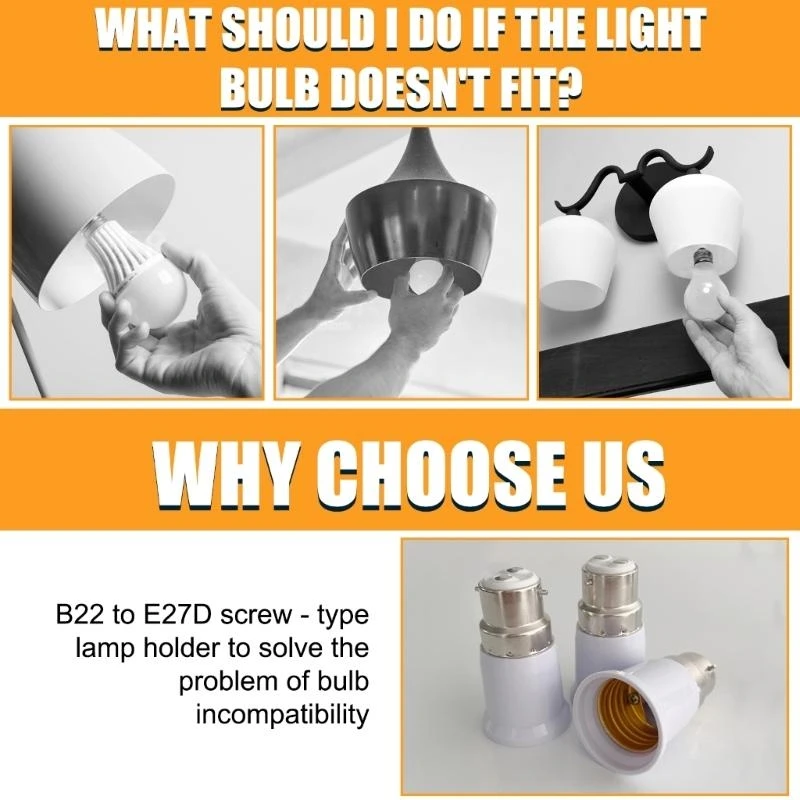 L41E B22 to E27 Bulb Socket Adapter Screw Base Converter For Home Commercial Lighting