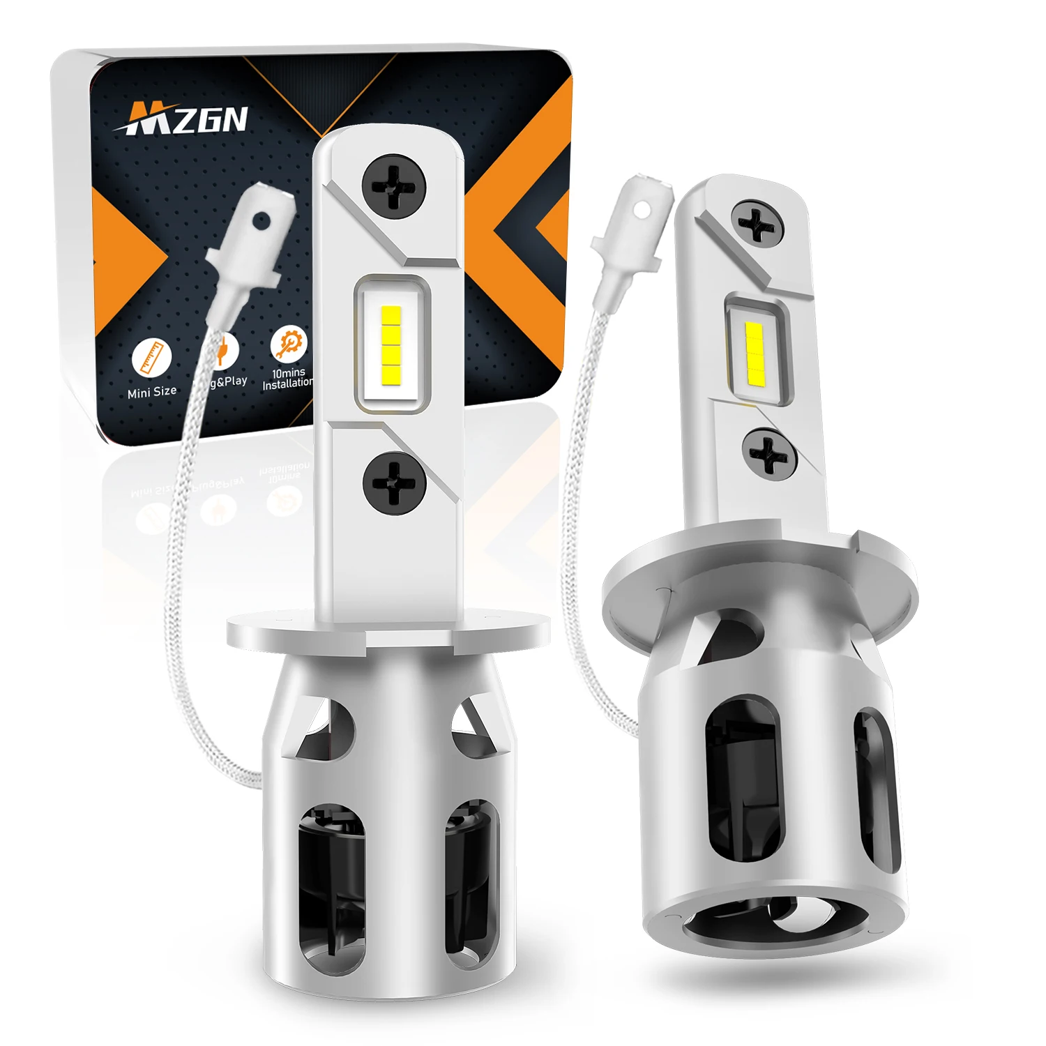 

MZGN 2PCS LED H3 Lights Lamp Headlights Canbus Bulb 60W 15000Lm White Yellow Super Bright Csp Chips for Auto Driving Fog Lights