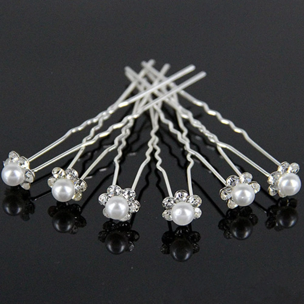 

Pearl Hair Clips for Women Rhinestone Artificial Pearl Pins Bridal Wedding Accessories Bride Bridesmaid Daily Wear Gifts