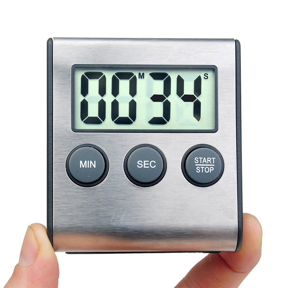 

Stainless Steel Digital Kitchen Timer Large Screen Countdown Minute Second Stopwatch Perfect for Cooking Gym BBQ Salons