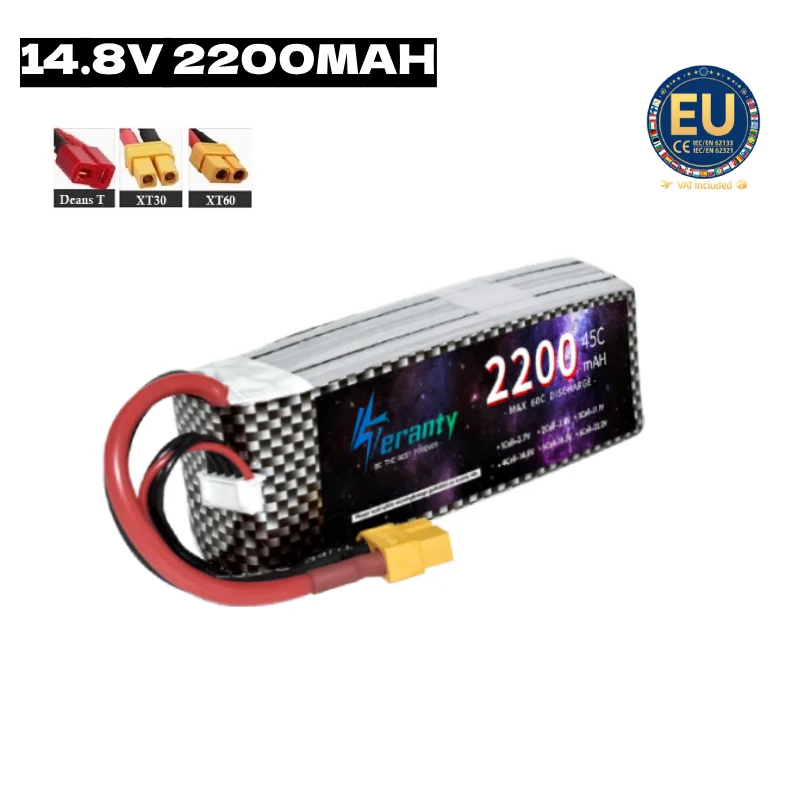 Teranty 4S 14.8V 2200mAh 45C Lipo Battery Deans T Plug RC Buggy Off-road Truck Racing Car Short Course Vehicle Power Cell