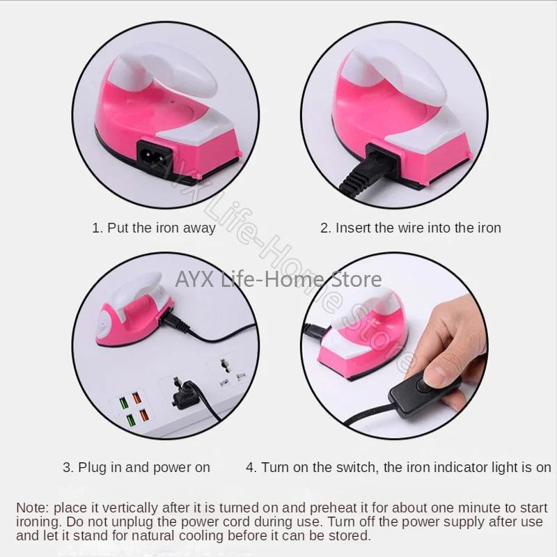 Fast Heated! Travel Electric Iron Handheld Mini Iron Children Electric Iron Hotfix Applicator for Patches Garment Stones