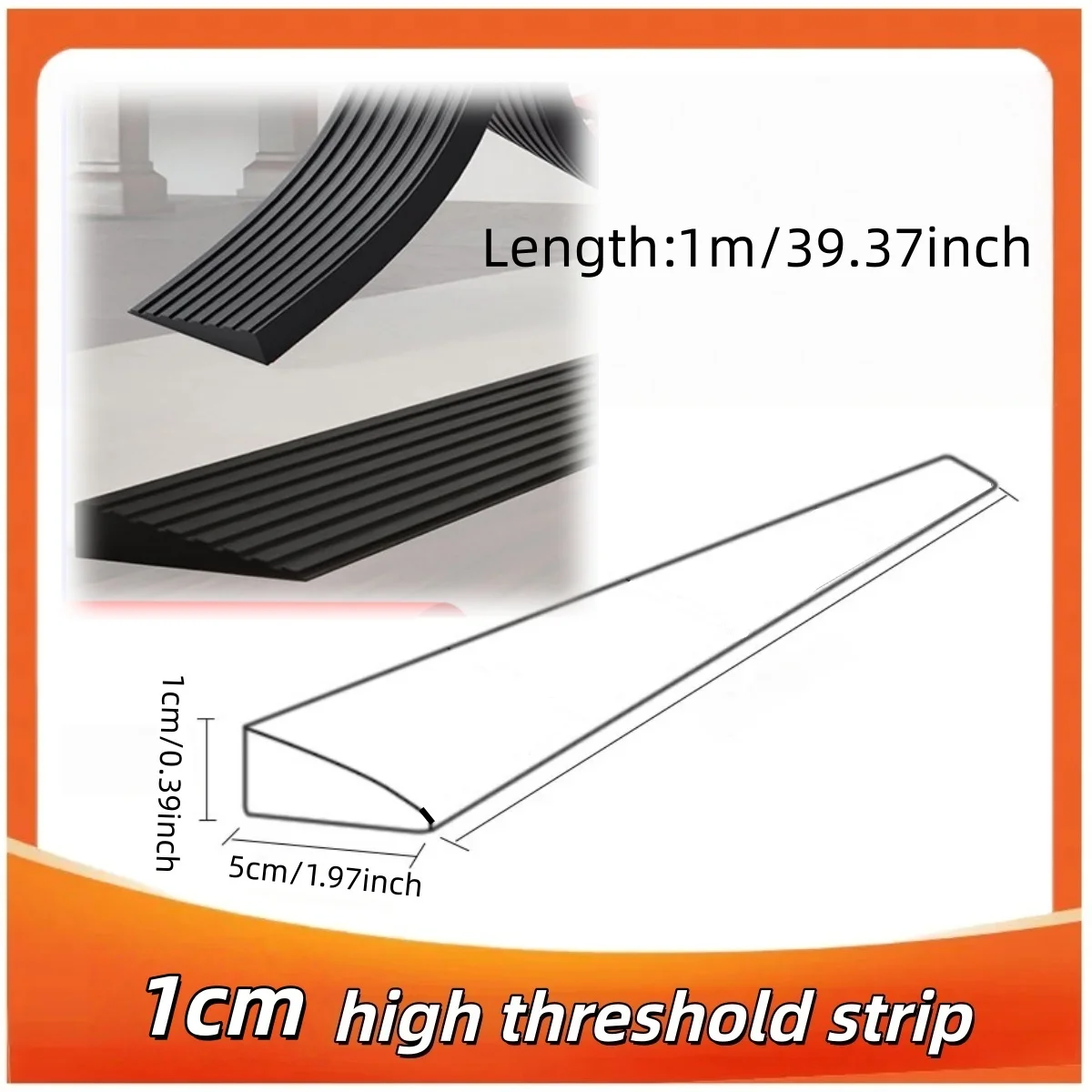 1PC 1.5cm/0.59in Doorway Ramp Garage Threshold Ramp Ample Space Gentle Incline Heavy Use Sturdy Materials Home Accessibility Ste