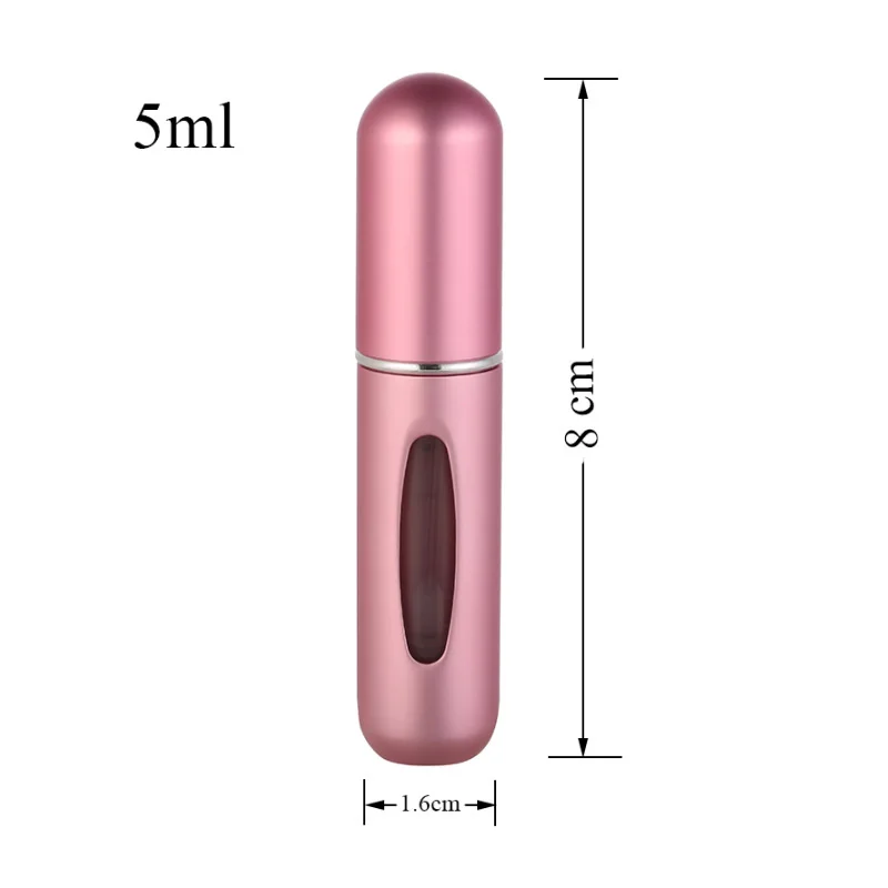 เครื่องฉีดน้ำหอมขนาด5มล. ภาชนะบรรจุของเหลวแบบพกพาเครื่องสำอางเครื่องพ่นอลูมิเนียมขนาดเล็กสำหรับเดินทางขวดแอลกอฮอร์โคลขวดเปล่าเติมได้