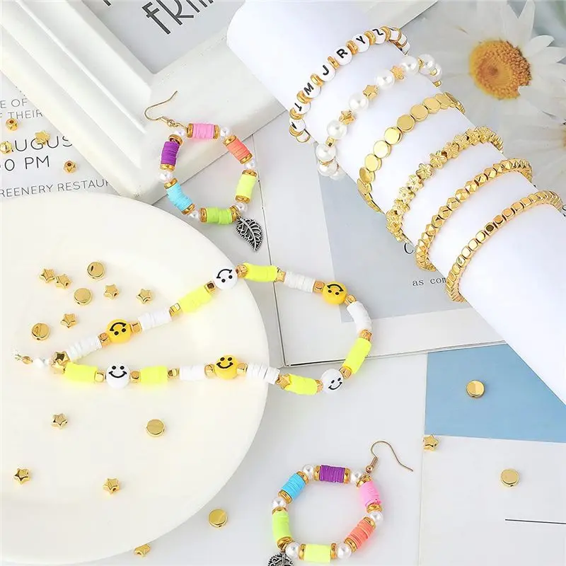 BAAQ 1500Pcs 10 Styles Gold Spacer Beads Assorted Jewelry Making Loose Beads for DIY Bracelet Necklace Earring