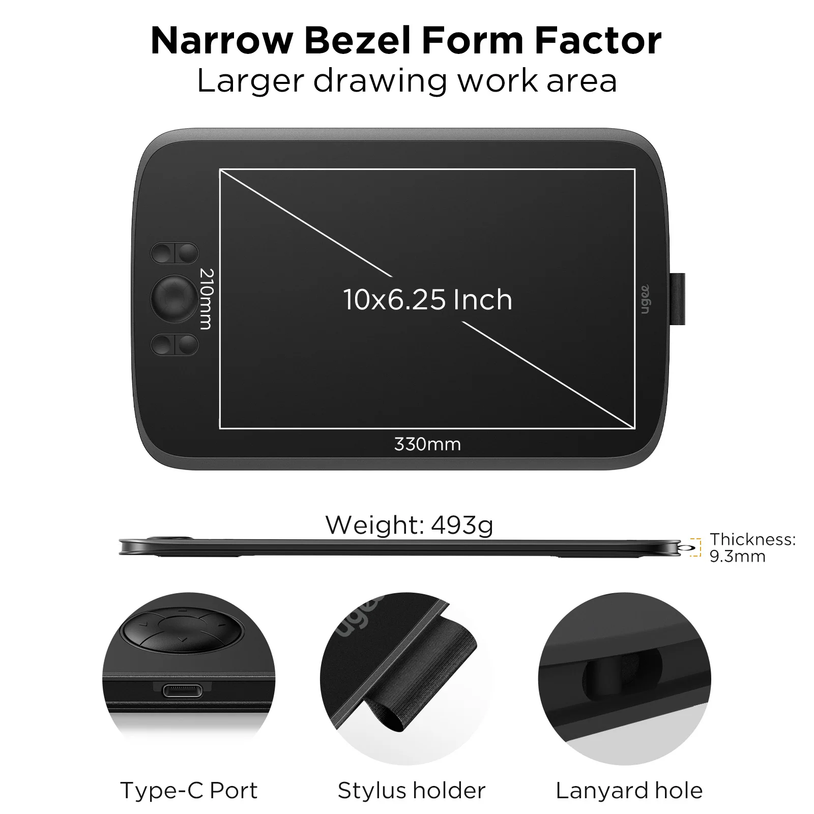 Ugee M808 Drawing Tablet Graphic Table 10 inch Digital Pen Board Writing Pad for Android PC Windows Children Professional Design