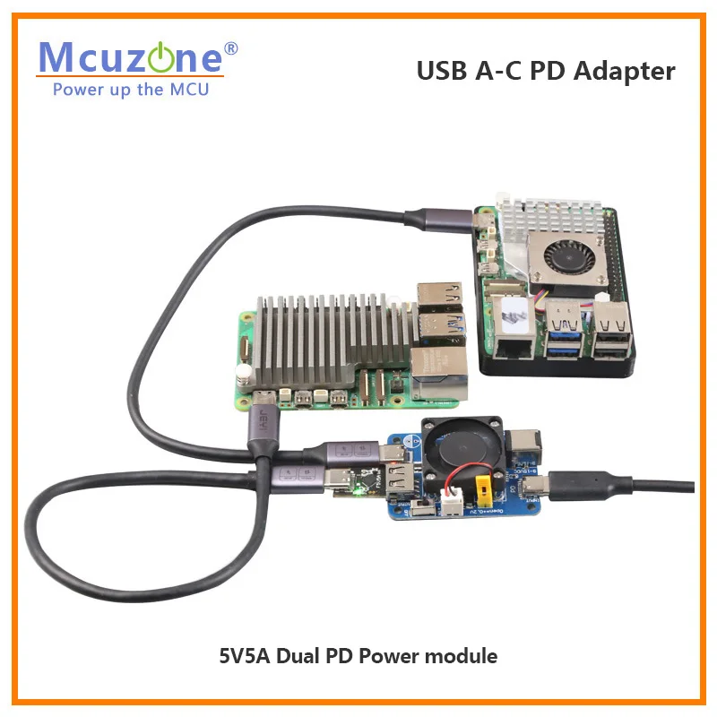 Адаптер Raspberry Pi5 USB A-C PD, адаптер USB-A — USB-C 5 В с протоколом PD 5V5A для Raspberry Pi 5