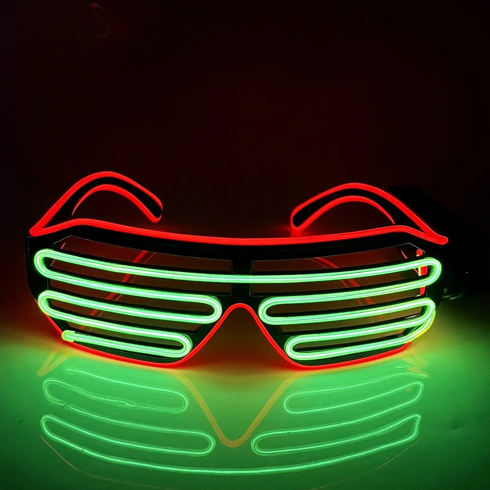 Wireless LED Glowing Glasses Double Colors Cool Neon Glasses Glow-in-the-dark Colorful Fluorescent Glasses Carnival Party