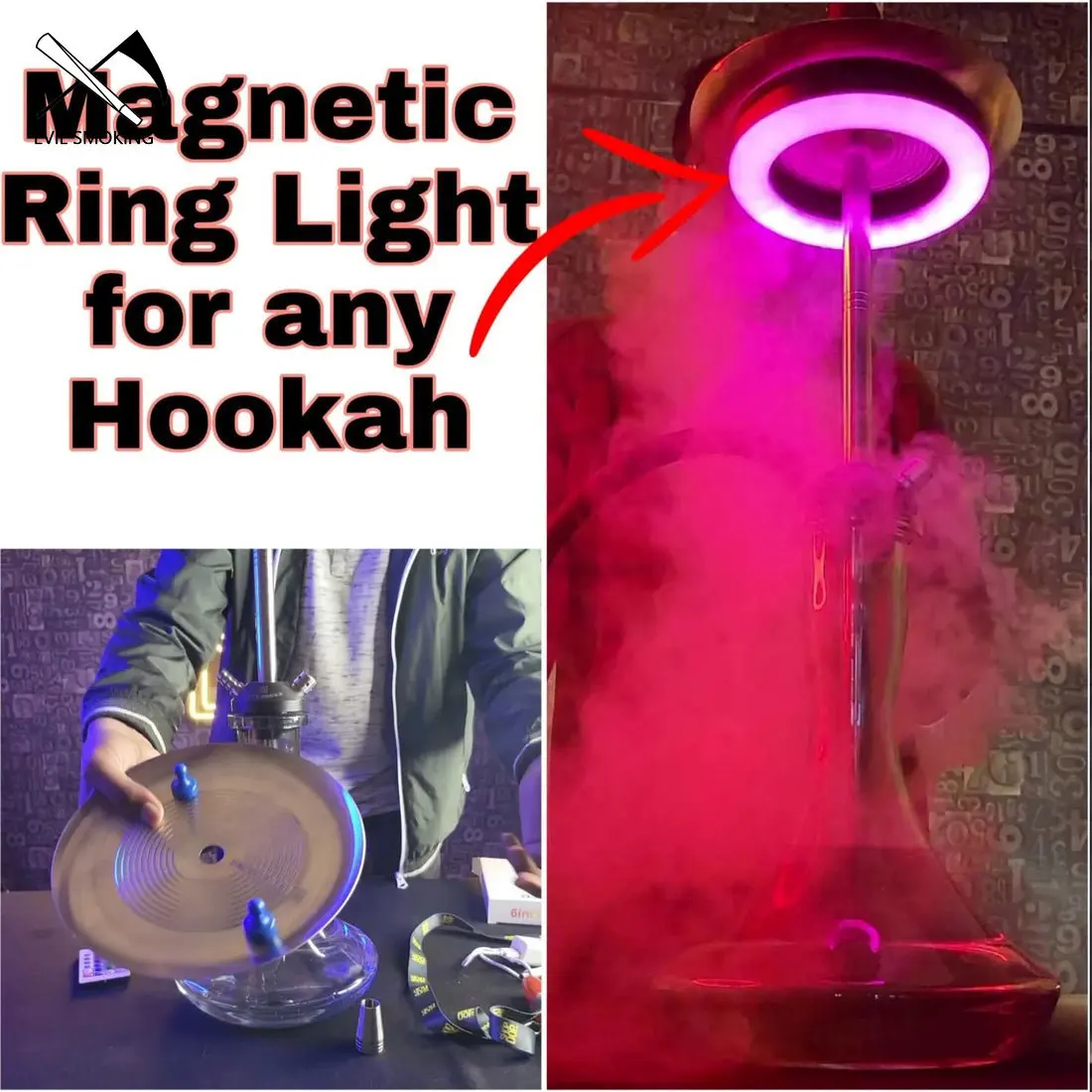 EVIL SMOKING Hookah Shisha Lights Colorful LED Show Ring Lamp Magnet Adsorption with Remote Control Chicha Cachimba Accessories