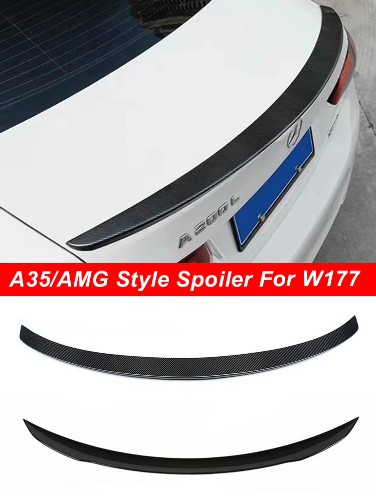 Carbon Fiber A35 A45 Style Rear Bumper Spoiler Wing Kit Sedan AMG A180 A200 A250 For Mercedes Benz A Class W177 2019-2023