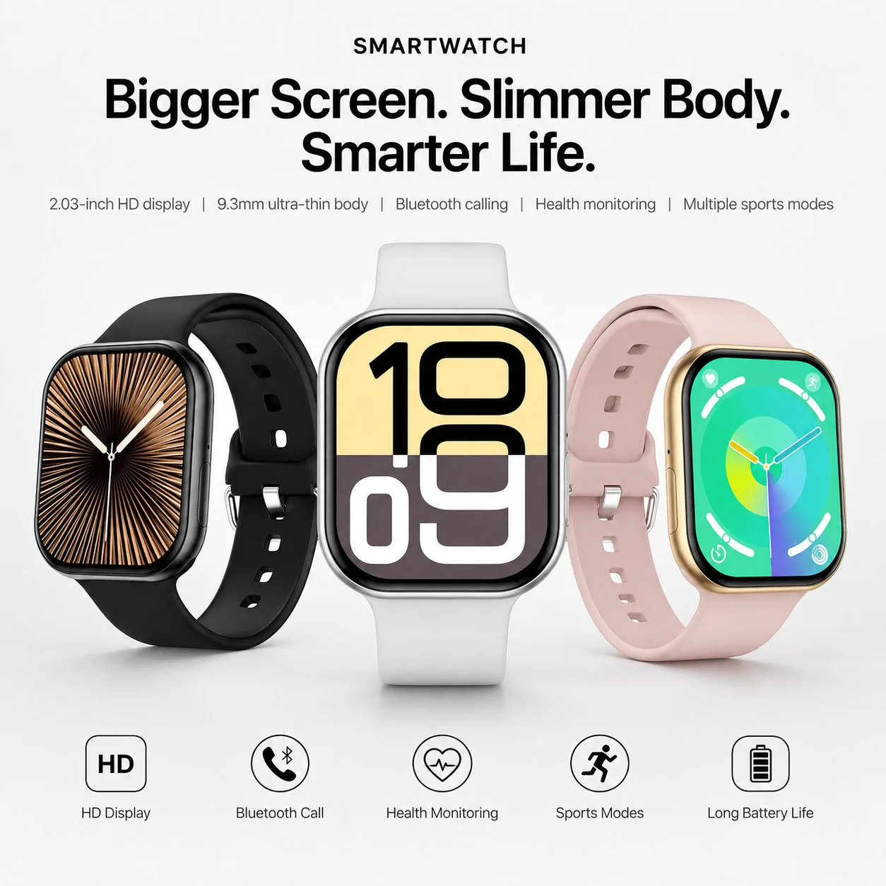 New IW12PRO Smart Watch 2.03-inch HD Large Screen 320mAh Battery Multi-sport Mode Healthy Sleep Bluetooth Call Smart Watch