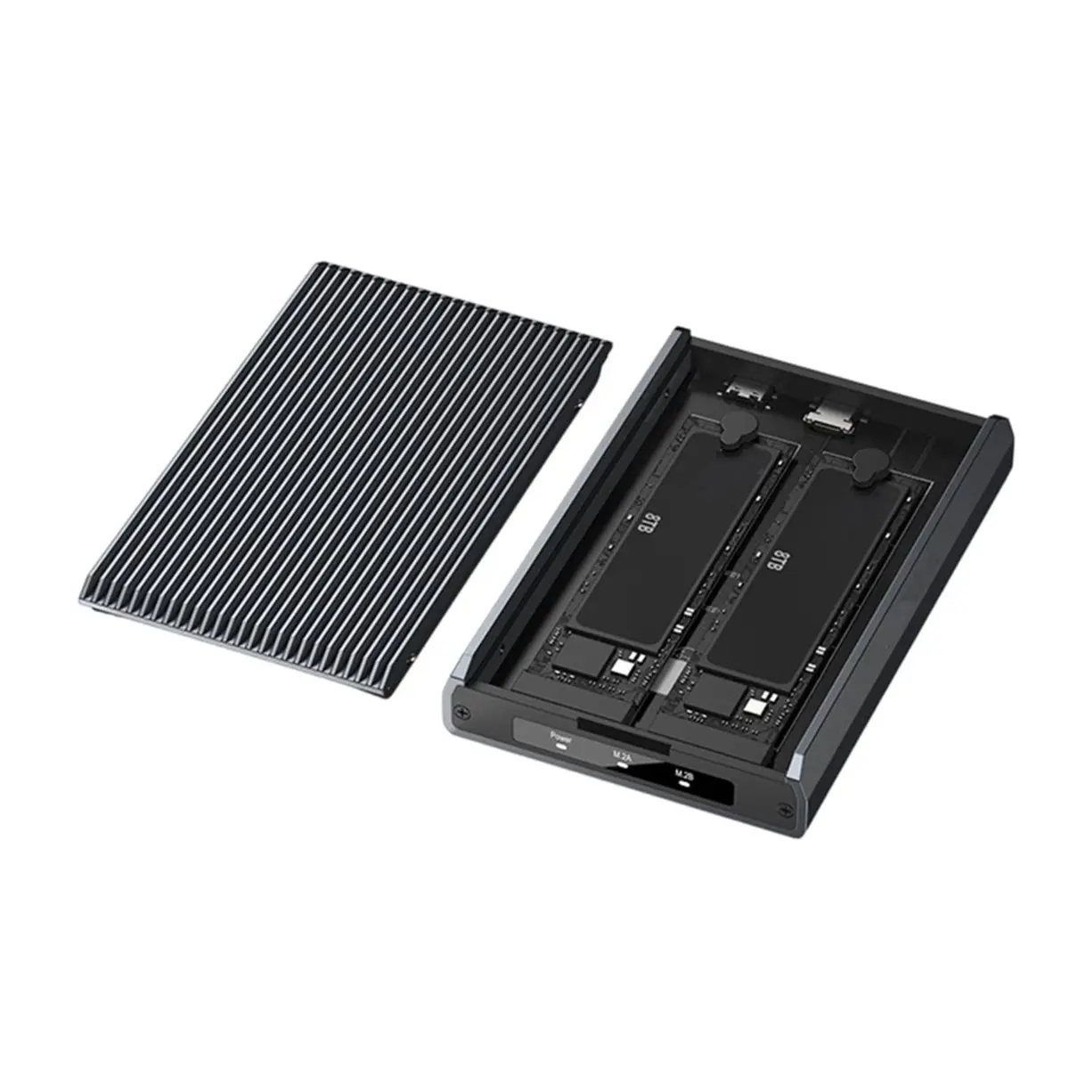 ■★New Arrival Fashion  Dual Bay M.2 NVMe SSD Enclosure 10Gbps USB C External Hard Drive Dock Case 16TB Expansion Aluminum Enclos