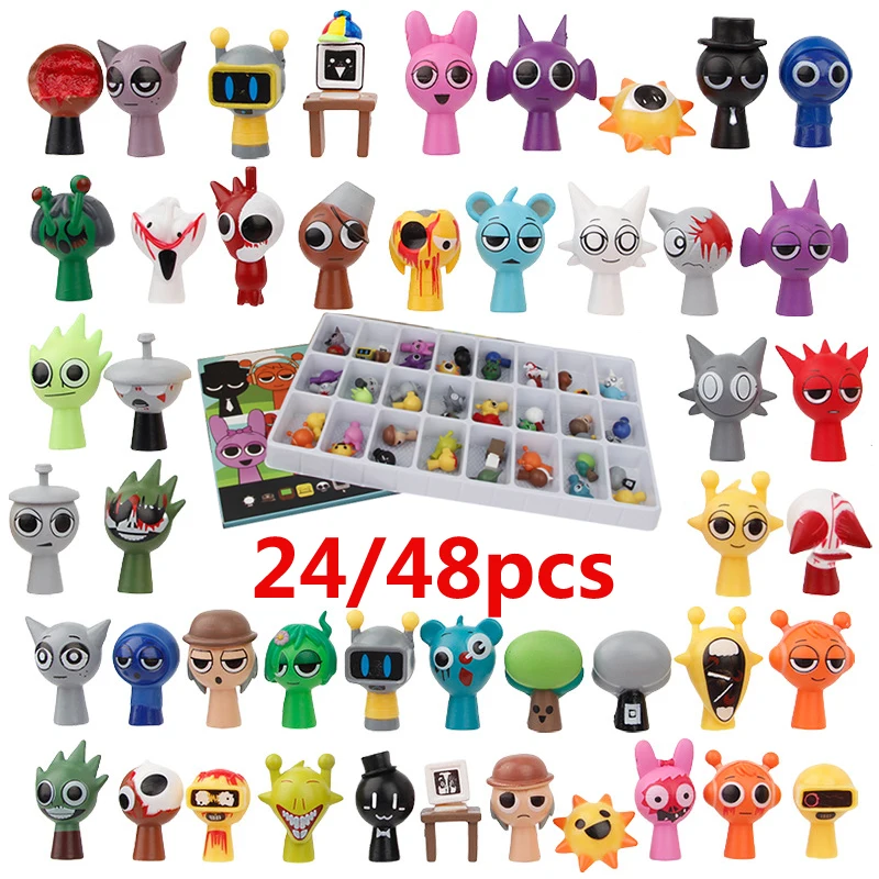 24pcs/48pcs/72pcs Sprunki Figures Sprunky Game Figuras Model Juguete 4cm Mini Size PVC Sprunky Figurine Toys Fans Set