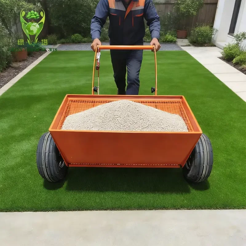 Hand Push Artificial Turf Infill Machine Sand Crumb Rubber Granules Concrete Material Drop Spreader