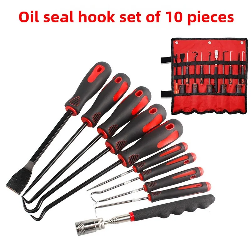 

Precision Mini Hook Puller with Scraper 10 Piece Set Removal Hose Washer Pickup Kit Auto Repair Tools Handheld Tools