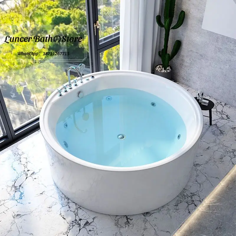 Extra Large Round Whirlpool Bathtub, Freestanding Acrylic Spa for Home, Hotel, Villa, Constant Temperature Soaking Tub