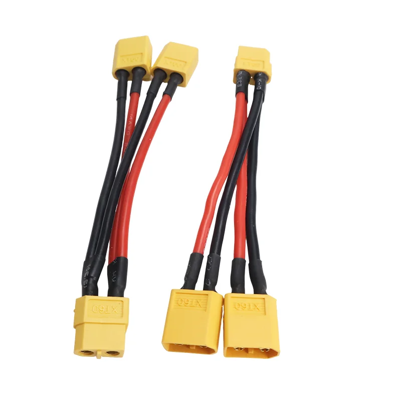 2Pcs XT60 Parallel Battery Connector Male/female Cable Double Extension Y Splitter/RC Battery Motor - 3 Way 14AWG Silicon Wire