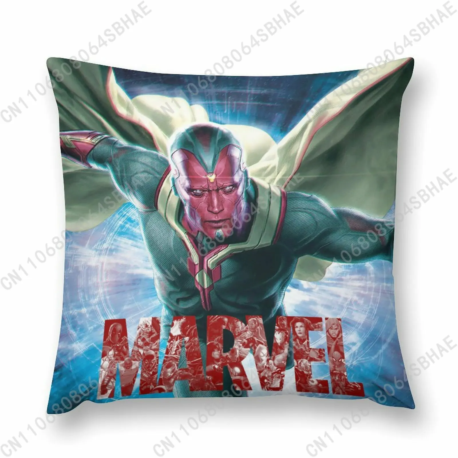 

Marvel Vision Custom Pattern Short Plush Pillow Cover Soft Short Fur Cushion Living Room Personalized Decor Cosplay