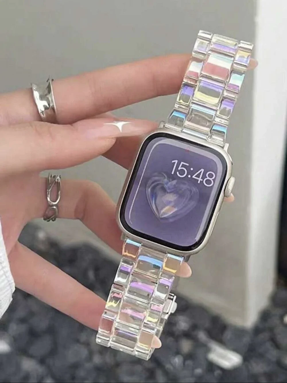 Fashion Transparent Plastic Loop For Apple Watch Band Women 10/9/7/ 38mm 40mm 41mm 42mm 44mm 45mm 46mm Strap