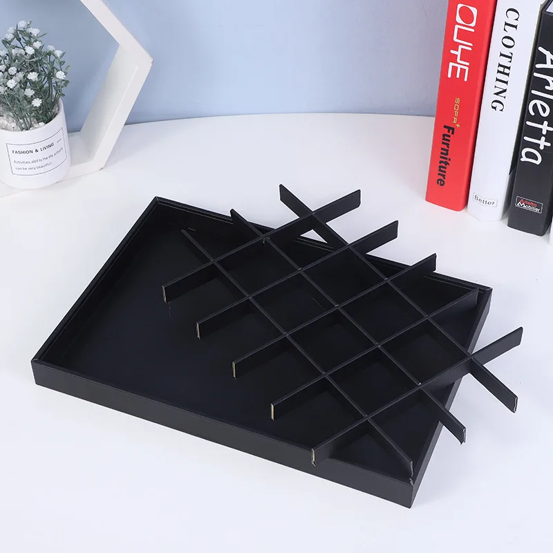 Black Leather Ring Necklace Jewelry Storage Tray Earring Bracelet Organizers Display Stands Holders Jewelry Store Decor Gifts