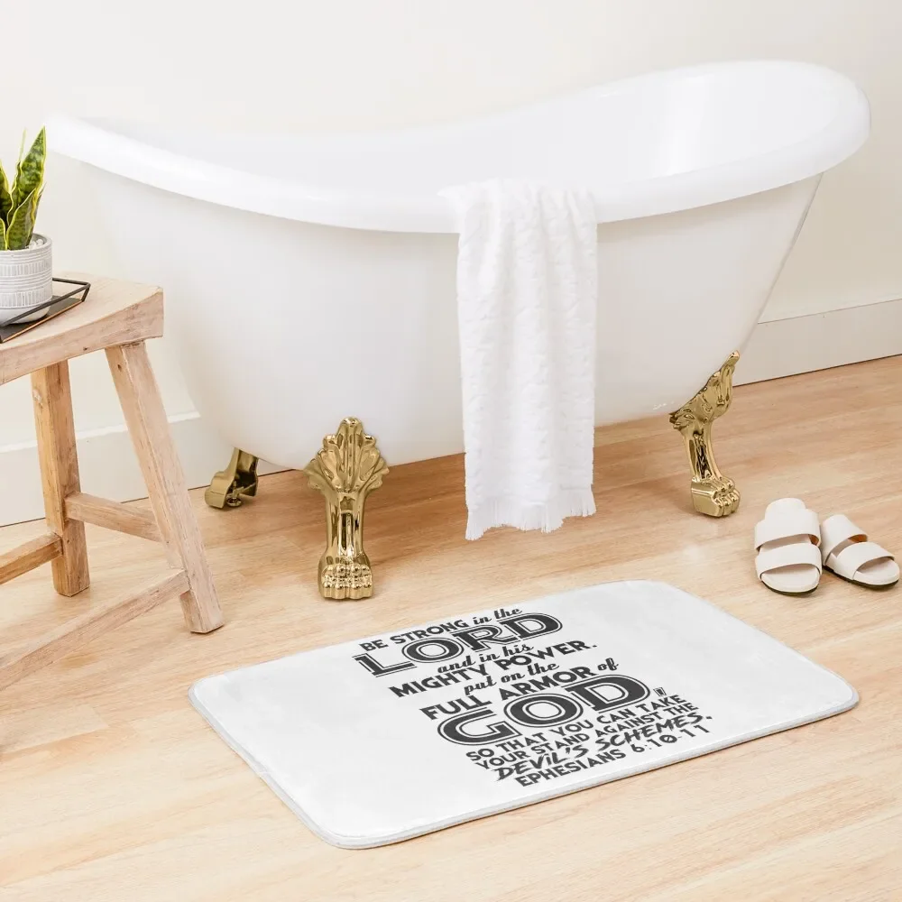 

Ephesians 6:10-11 Bath Mat Bathroom Accessory Anti-Slip Carpet Anti-Skid Shower Entrance Carpet Mat