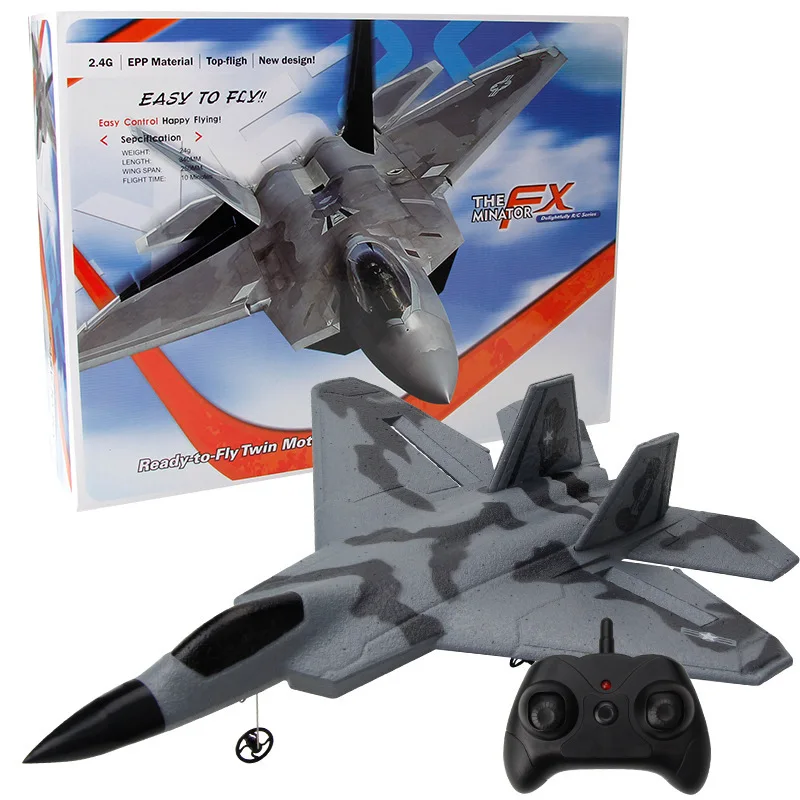 RC Plane FX622 Fixed Wing F22 Fighter Jet Remote Control Electric Aircraft Model Night Lights Plane Toy