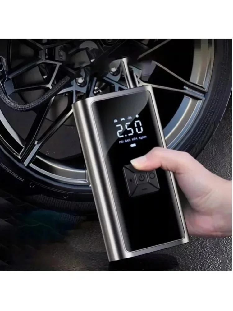 Multifunktionale Luftpumpe, Kabellose Tragbare Fahrradluftpumpe, 150 PSI, 6000mAh, Schwarzes Set
