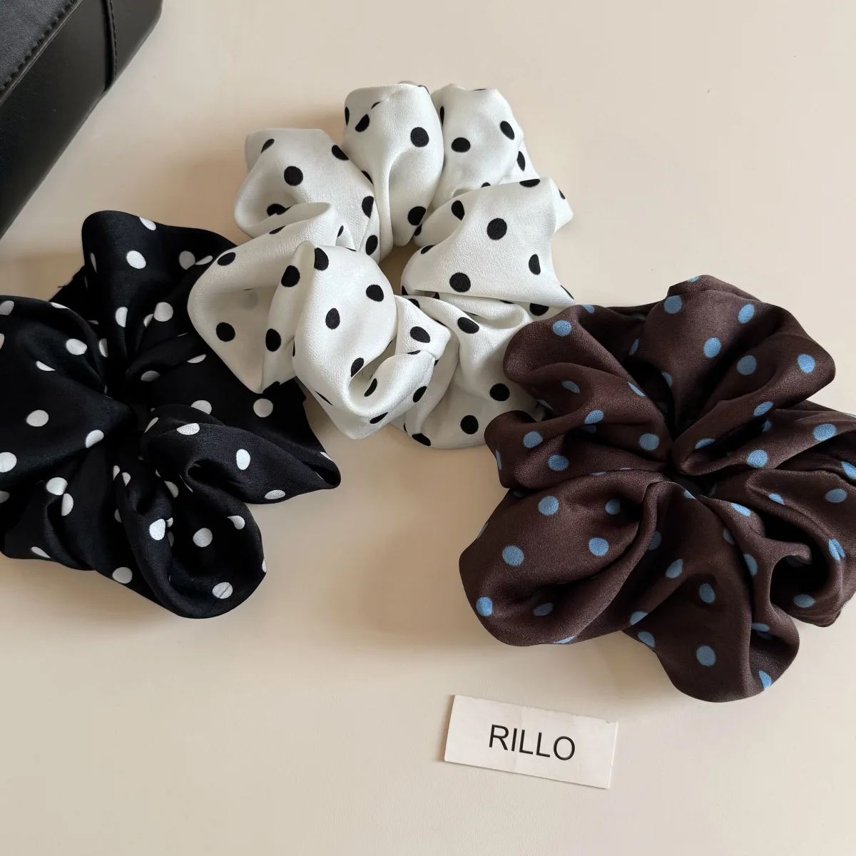 Simple Design Elastic Hair Bands Retro Scrunchie Vintage Polka Dot Satin Hair Ties  Classic Women Hair Accessories