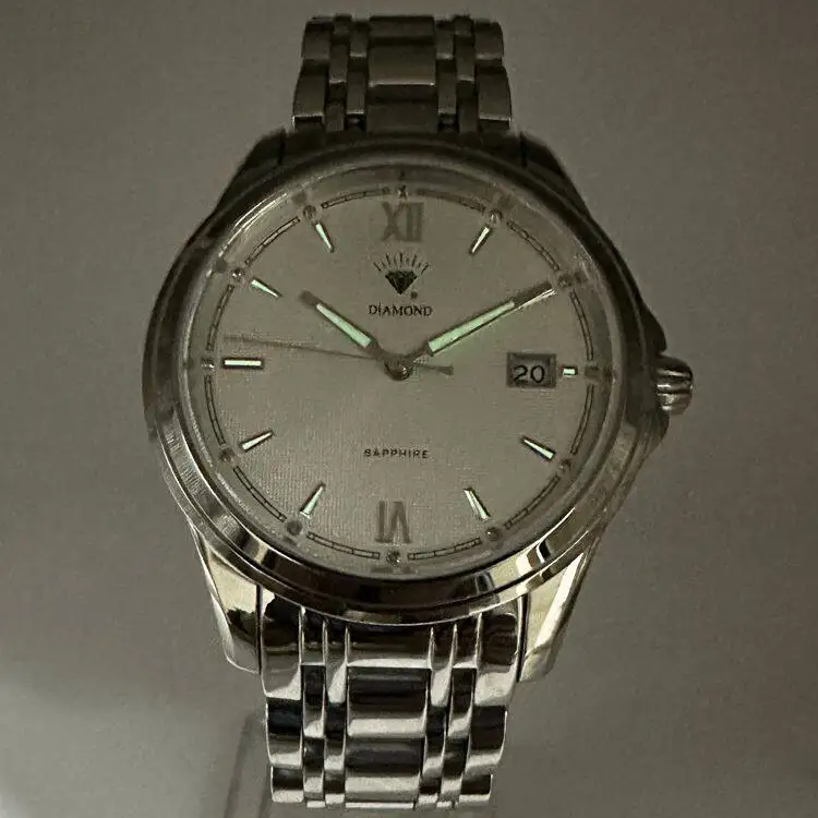 

Shanghai Diamond Brand New Automatic Mechanical Men’s Watch, Single Calendar Steel Belt Luminous