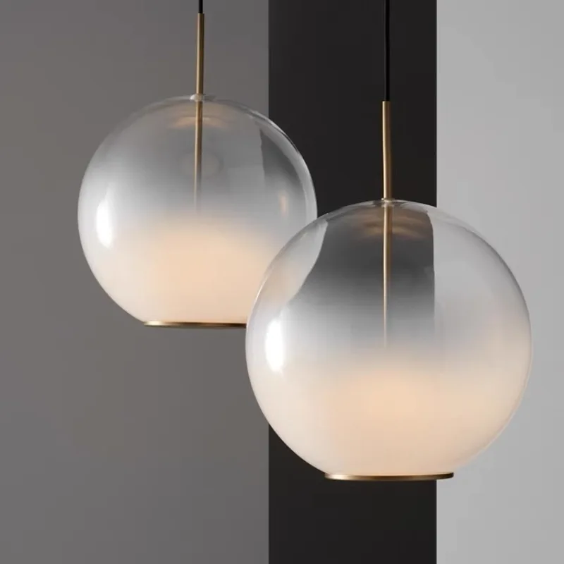 

Light luxury gradient glass ball chandelier living room bedroom bedside nordic small chandelier