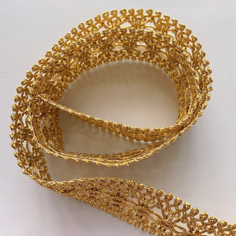 5m/16.4ft Lace Golden Silver Trim Ribbon HanMade DIY Sewing Centipede Wedding Craft Curtain Clothes Accessories Party Home Deco