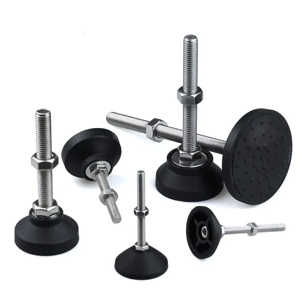 4 pz M8 M10 M12 tornio regolabile gamba Dia 50mm filettatura SS304 piedino in acciaio inox piedini di livellamento Base girevole gambe articolate