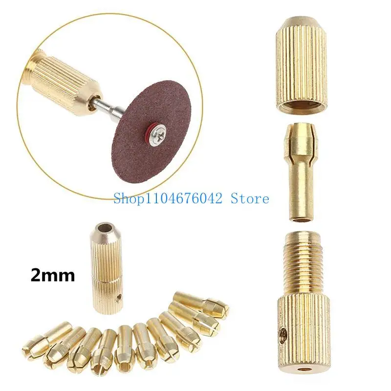 652F 10Pcs 0.5-3.2mm Micro Twist Hand Drill Chuck Electric Drill Bit Collet+2mm