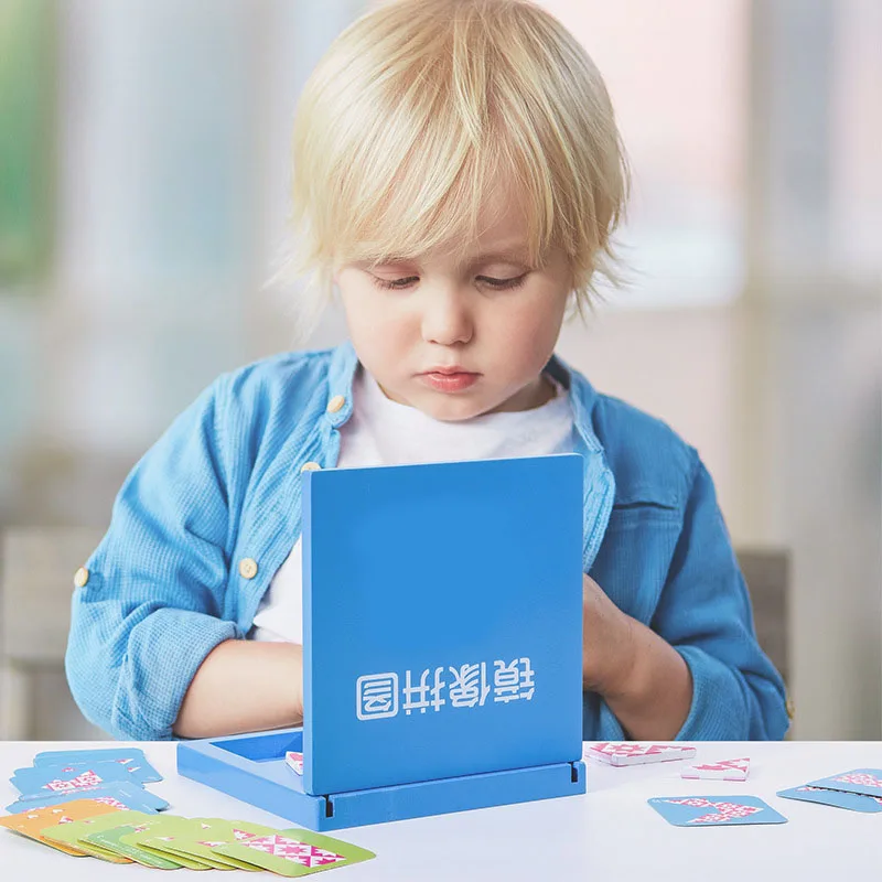 Espelho imagem quebra-cabeça de madeira geometria lógica jogo formas reconhecimento cedo brinquedo educativo presente para crianças