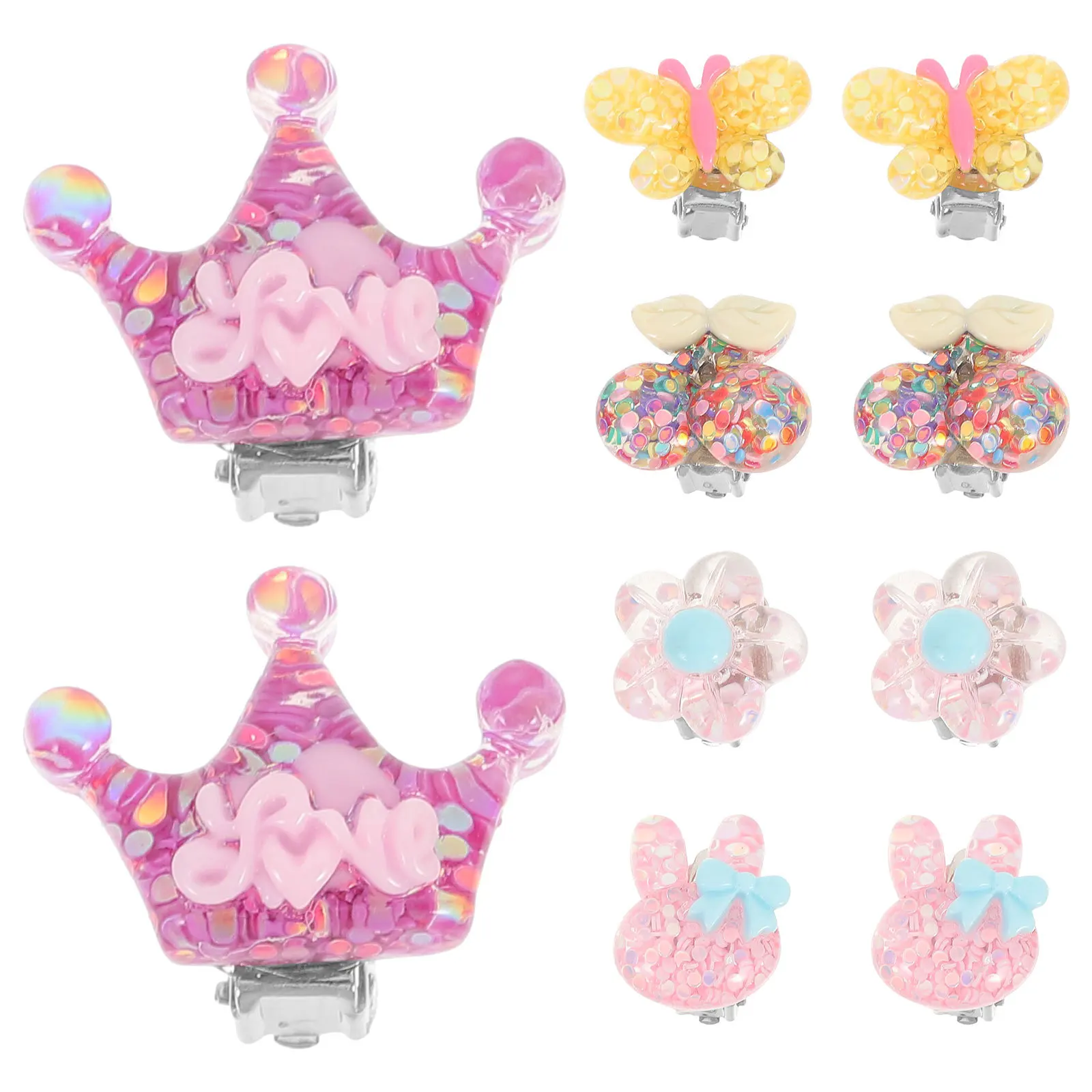 5 paar meisjes clip op oorbellen leuke cartoon oorsieraden geen piercing gemakkelijk te dragen feest dagelijkse accessoires meisje clip op oorbellen