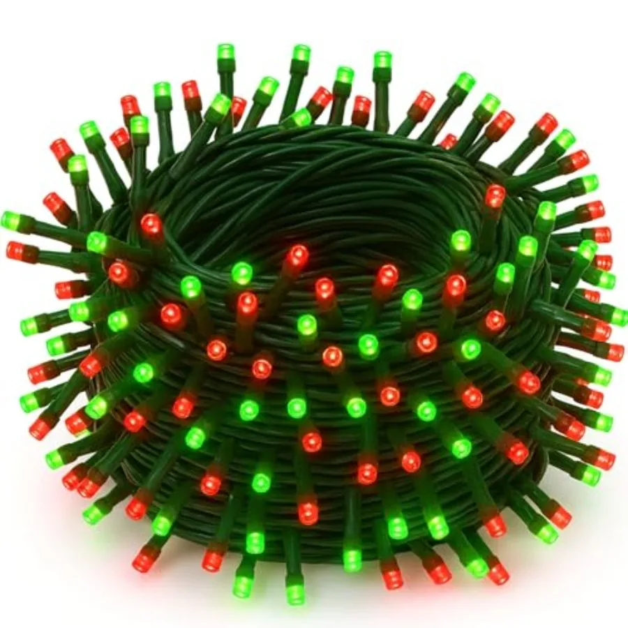Cluster Rice Lights 25FT 1000 Red and Green Twinkling LEDs Connectable Indoor/Outdoor Decorative String Lighting