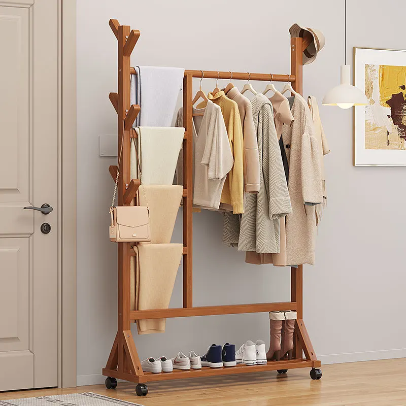 

Free Standing Indoor Clothes Rack Organizer Nordic Thick Frame Space Savvy Coat Hat Hanger Hanging Clothes Rack on The Ground