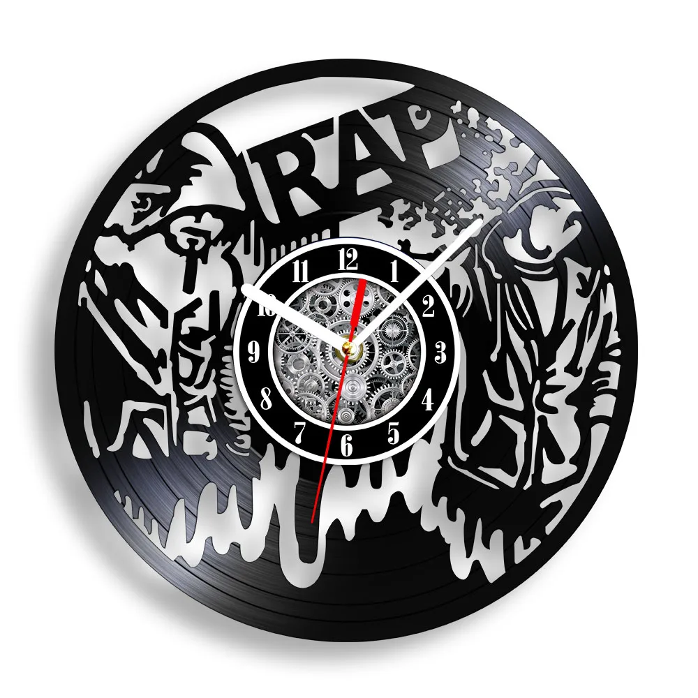 Rap Music Carved Music Album Wall Clock For Band Music Studio Hip Hop Retro Longplay Vinyl Record Clock Gifts for Rapper Fans